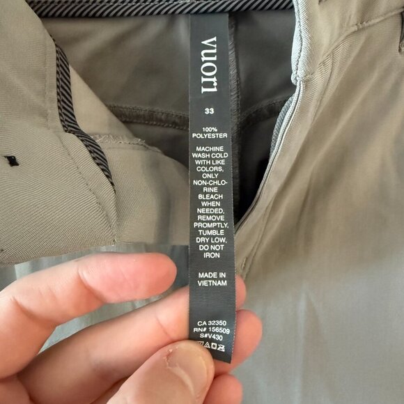 Vuori Men's Meta Pants Size 33 Color Grey - Picture 4 of 5